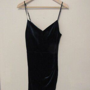 Womens Honey & Rosie Velvet BodyconParty Dress Large Dark Green Assymetrical Hem